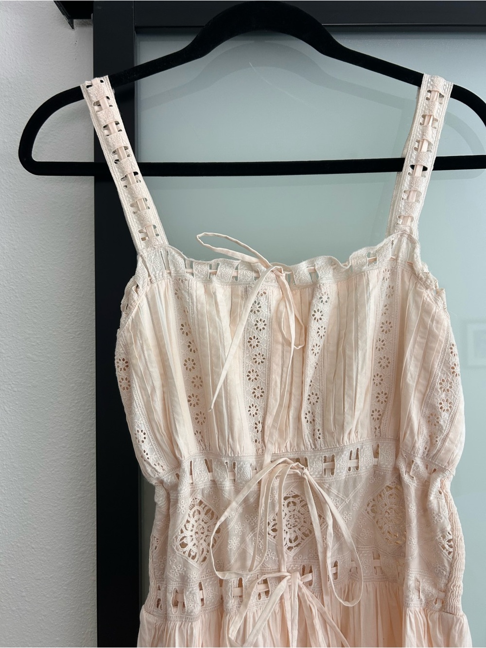 Christy Dawn Cream Eyelet Cotton Maxi Dress - Size Small - Picture 2 of 3